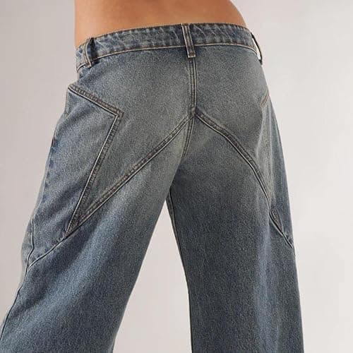 Women Y2k Low Rise Denim Pants Loose Fit Boyfriend Wide Leg Baggy Jeans with Pockets Vintage Casual Streetwear thumbnail 6
