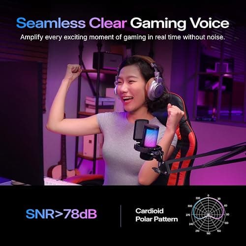 MAONO Gaming USB Microphone, Noise Cancellation Condenser mic with Mute, Gain, Monitoring, Boom Arm for Streaming, Podcast, Vocal, Twitch, YouTube, Discord, PC, Computer, PS4, PS5, Mac, DGM20S thumbnail 4