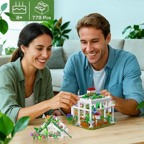 Flowers House Building Set with LED Light, Creative Garden House Buiding Toy for Home Decoration, Greenhouse Model Playset, for Adults Teens Girls Friends Ages 8+, Xmas Birthday Gift (779 Pieces) thumbnail 2