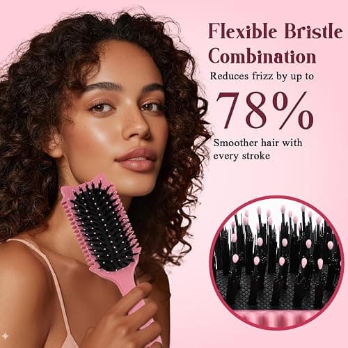 Tcsxady Curly Hair Brush, Curl Defining Brush for Effortless Curly Hair Care, Funny Cat Ear Type Curl Brush Suitable for Wet & Dry Hair,Women and Men,Reduces Frizz (Pink) thumbnail 5