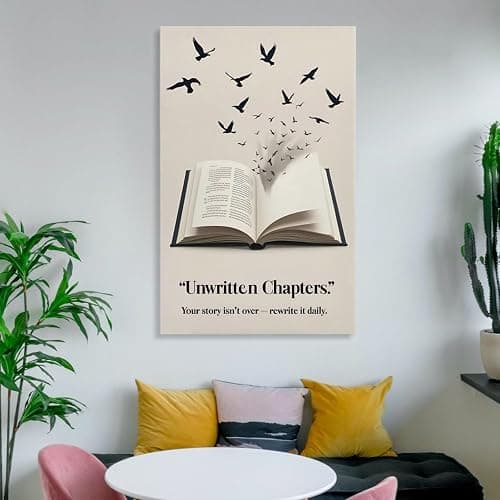 Eunoiax Inspirational Book Wall Art Motivational Quote Poster with Flying Birds And Open Pages Literary Life Quote Decor for Office Library Classroom Or Home Gift 12x18inch(30x45cm) Unframe - 03. Inspirational Book Wall Art - Unframed - 12L" x 18W" thumbnail 4