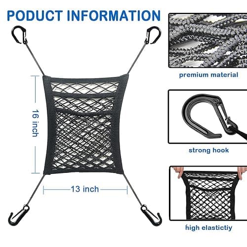 MBVBN 3-Layer Stretch Car Mesh Organizer, Car Seat Net, Dog Net for Barrier | 3-Layer Stretch Car Back Seat Mesh Organizer, Seat Back Net Bag, Dog Car Net Barrier, Kid Backseat Barrier, Storage Net Pouch thumbnail 3