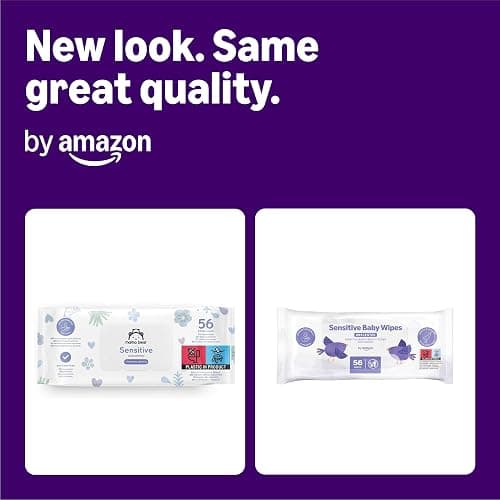 by Amazon Sensitive Baby Wipes 1008 Wipes, Unscented, 18 Pack of 56, (Previously a Mama Bear Brand, Same Product) thumbnail 2
