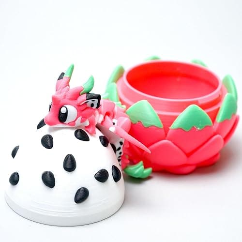 LUYUCUBE Colourful 3D Printed Dragon Egg,Little Dragon Inside Egg,Flexible Realistic Articulated Animal Fidget Toys,Mystery Figurines Gifts,Executive Desk Décor and Festival Collectible (Pitaya) - Image 1