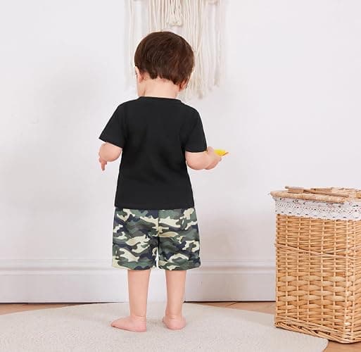 wdehow Toddler Kids Baby Boy Summer Clothes Sets 1T 2T 3T 4T 5T Letter Print Short Sleeve Tops Camouflage Shorts Outfits thumbnail 4