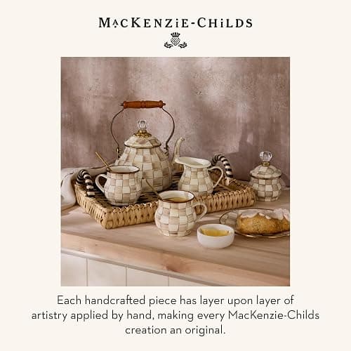 MACKENZIE-CHILDS Enamel Tea Kettle, Stylish Tea Kettle for Stovetop, Brown-and-White Mocha Check, 2 Quarts thumbnail 6