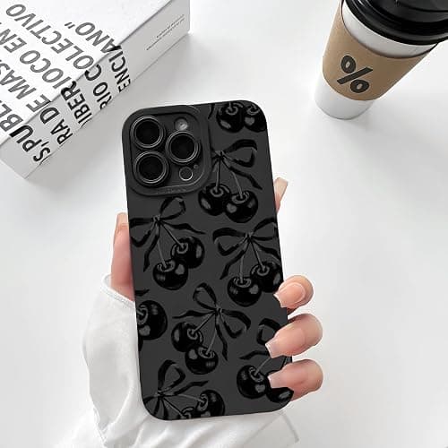 Lovmooful for iPhone 16 Pro Case Cute Bowknot-Cherry Bow | Compatible for iPhone 16 Pro Case,Aesthetic Ribbon,with Black Design,for Girls Women,Soft TPU,Shockproof,Protective,Girly thumbnail 3