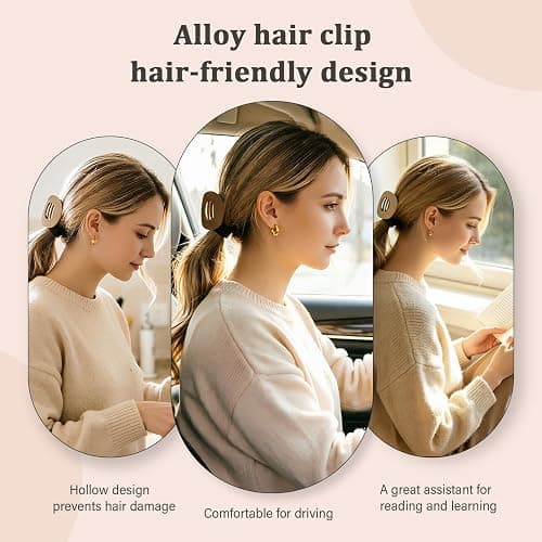 B.PHNE Flat Hair Claw Clips for Women,Matte Medium Hair Clips for Thick & Thin Hair- Comfortable Everyday Use for Office, Yoga, Party & Casual Styling thumbnail 4