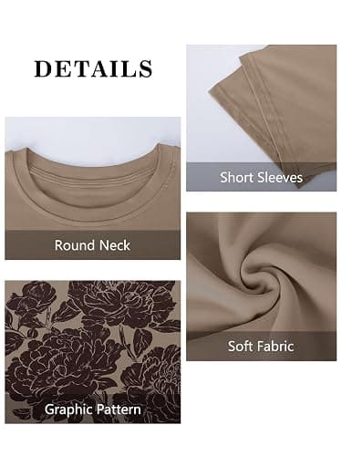 Oversized Tshirts for Women Summer Graphic Tees Casual Short Sleeve Tops | Summer Loose Casual Tee Workout Tops, Vintage Floral Shirts, Soft Baggy T Shirts, Crewneck Basic Tops thumbnail 7