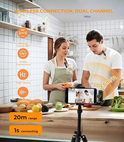 Wireless Microphone for iPhone & Android, Mini Plug & Play Lavalier Mic - 6H Battery, Zero Delay, Studio Sound thumbnail 4