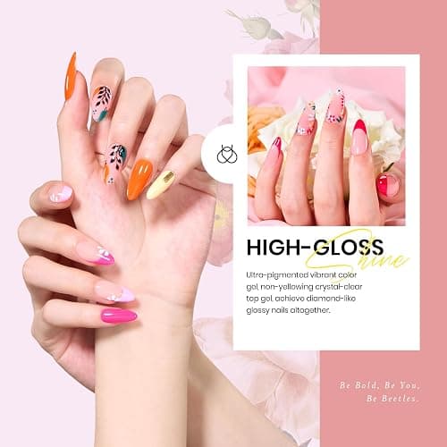 beetles Spring Gel Nail Polish Set - 36 Colors Verse of Flower Gel Nail Kit Pink White Black Red Purple Blue Yellow Gel Colors & 3Pcs Base Top Coat Soak off UV Home Salon Summer Gift for Women thumbnail 4