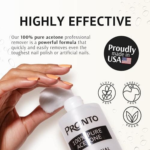 Pronto 8 Oz 100% Pure Acetone Nail Polish Remover and Cuticle Oil, Pure Acetone for All Nail Polish Types including Gel, Acrylic & Sculptured Nails, Gel Nail Polish Remover and Nail Repair, Duo Pack thumbnail 3