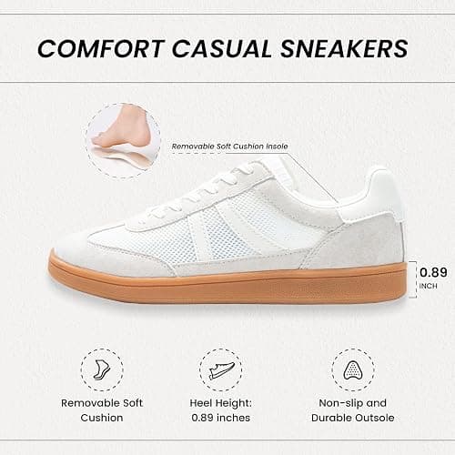 Rosella Carlie Womens Sneakers - Women's Fashion Sneakers with Removable Insole - Stylish and Lightweight Spring Shoes for Women Casual Non-Slip Lace-Up Walking Footwear thumbnail 3