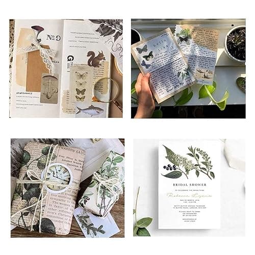 DESEACO Vintage Aesthetic Posters for Wall Decor, Green Botanical Art for Teen Girls’ Rooms, Cute Plant Journaling Supplies and Nature-Inspired Collage Kit thumbnail 9