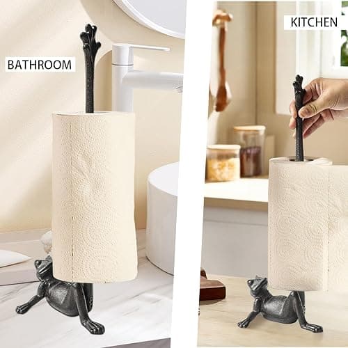 Mozhixue Frog Paper Towel Holder 16.5'' Cast Iron Paper Towel Holder Funny Toilet Paper Holder for The Floor or Counter in The Kitchen or Bathroom Bronze Rustic,Frog thumbnail 6