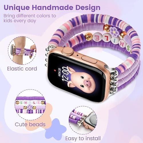 sylacor Beaded Bracelets Compatible with Kids Apple Watch Band 38mm 40mm 41mm 42mm 44mm 45mm 46mm 49mm, Cute Stretchy Strap for iWatch Series 10 9 8 7 6 5 4 3 SE SE2 for Girls Boys and Small Wrists thumbnail 3