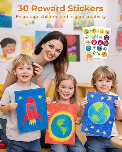 JUPITEARTH 12 Colours Twistable Rocket Crayons for Toddlers Aged 1–3,Non-Toxic Washable Crayons for Children 4–8 with Storage Tub–Smooth,Easy-Grip Art Supplies,Perfect Colouring Gift for Boys&Girls thumbnail 7