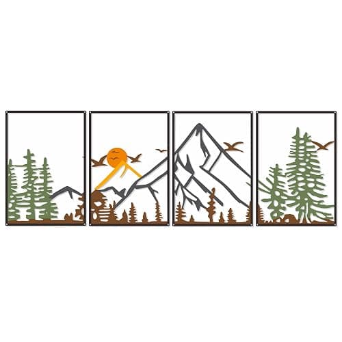 DICYWUDI Colorful Metal 47.24 x 15.7 inch Mountain Wall Decor – Minimalist Wall Art for or Indoor Kitchen Bathroom Bedroom Living Room Dining Room thumbnail 6