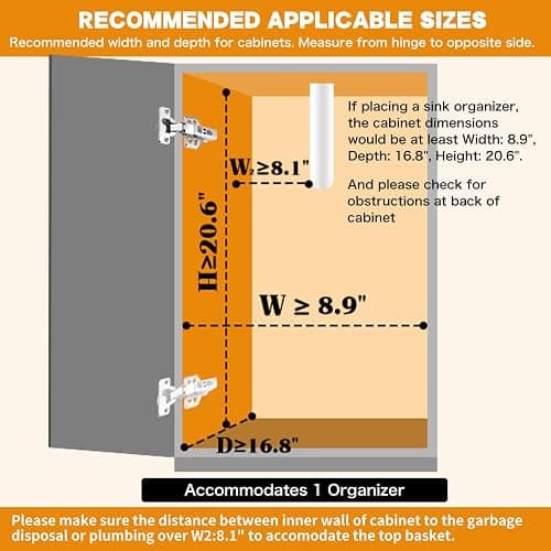 Under Sink Organizer, 2 Tier Under Sink Organizers and Storage, Adjustable Height, Slide out Metal Cabinet Organizers, Pull out Cabinet Storage Drawer Shelf for Kitchen Bathroom thumbnail 9