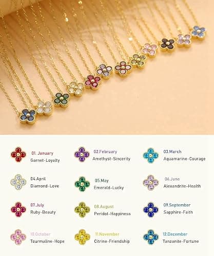 ZHESHY Birthstone Necklace for Women Non Tarnish 14K Gold Plated Four Leaf Clover Necklace Dainty Gold Choker Necklaces for Women Trendy CZ Emerald Pendant Necklace Jewelry Birthday Gifts for Women thumbnail 3
