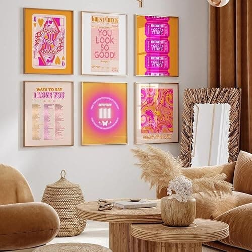 Sfwarmart Trendy Retro Aesthetic Posters And Prints Orange Pink Preppy Quote Wall Art Canvas Painting Wall Picture For Dorm Room Decor 8x10Inchx6pcs Unframed thumbnail 4