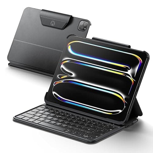 HOU Hülle mit Tastatur für iPad Air 11 Zoll (M3/M2) & Air 5./4. Gen & iPad Pro 11 Zoll (M4/4./3./2./1. Gen) – Leicht und tragbar, Weltraumleder, verstärkte Vier-Ecken-Schutz, QWERTZ - Image 1