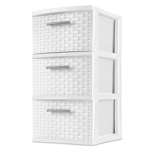 3 Drawer Weave Tower, White - Image 1