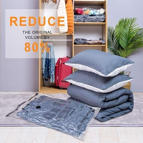 28 Pack Vacuum Storage Bags with Electric Pump, Plastic Packaging Bags,Space Saver Bag for Clothes, Mattress, Blanket, Duvets, Pillows, Comforters, Travel thumbnail 9