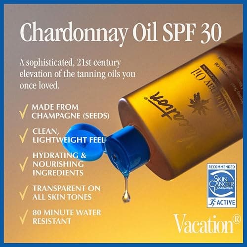 Vacation Chardonnay Oil SPF 30 Sunscreen Oil and Air Freshener Bundle | 3.4 Fluid Ounces. Hydrating, Lightweight, Reef Safe, Transparent on All Skin Tones, Tanning Glow, Vegan thumbnail 2