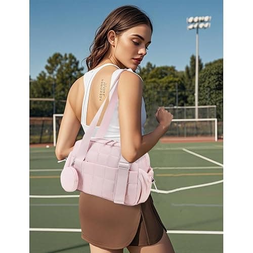 CAMTOP Mini Gym Bag for Women, Small Gym Tote Bag Puffy Quilted Sports Duffel Bag with Wet Compartment and Coin Purse Duffel Bags Dance Yoga Workout Bag for Gifts thumbnail 7