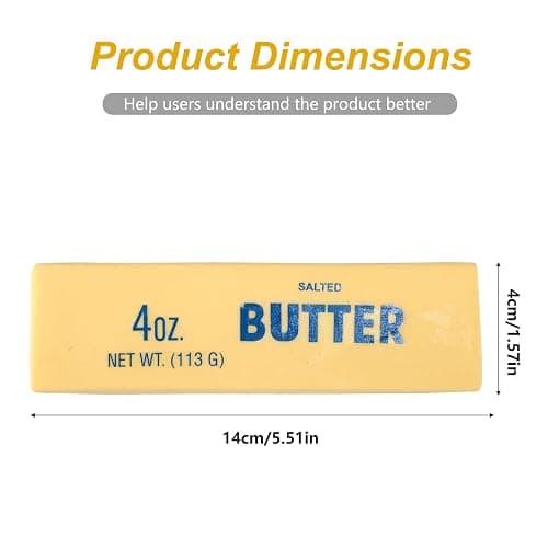 Slow Rebound Cute Butter Squeeze Stress Balls, Upgraded Squeeze Ball Realistic Butter Stick Soft Squeeze Toys, Upgrade Wet Slow Rebound Stress Relief Toy Stress Relief Fidget Toys (1 Pcs) thumbnail 2
