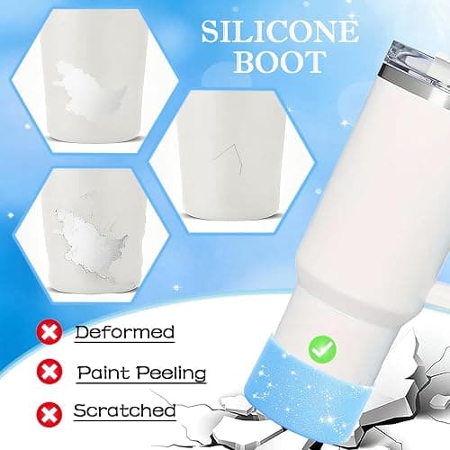 Diamond Bling Accessories for Stanley Cup Tumbler 40oz 30oz 24oz Blue Slate | 7PCS bling tumbler accessories set with bow charm, pearl handle strap, silicone boot, straw covers and charms thumbnail 5