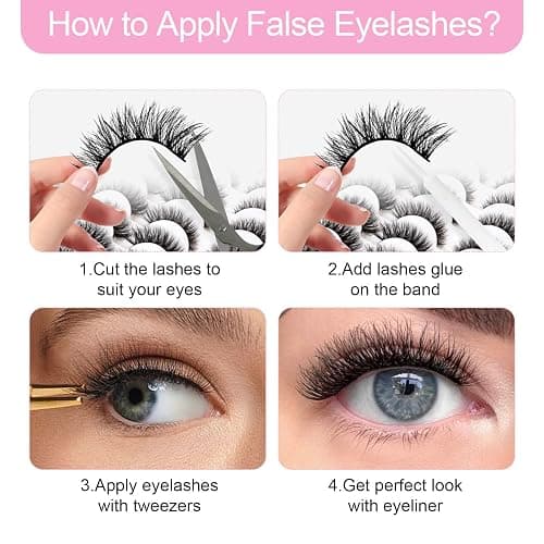 Azenlo False Eyelashes 48 Pairs Faux Mink Lashes 14mm Wispy Lashes 3D Fluffy Cat Eye Lashes Pack Bulk Wholesale Strip Lashes(style 48-045) thumbnail 5