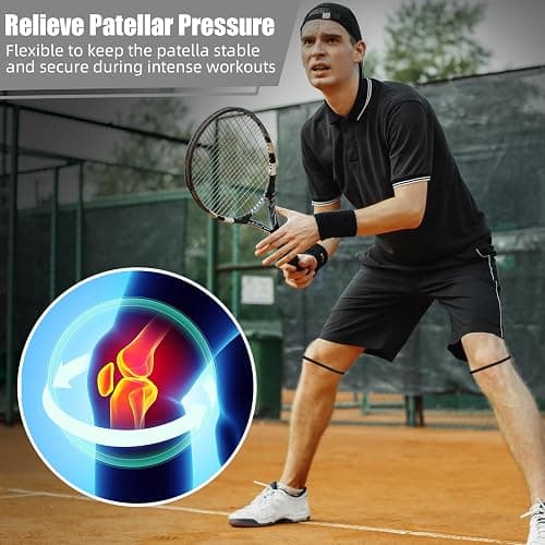 Foilswirl Silicone Patella Knee Band for Basketball Patella Tendon Support Knee Pain Running Tendon Brace Support Strap(2,Black,M) thumbnail 3