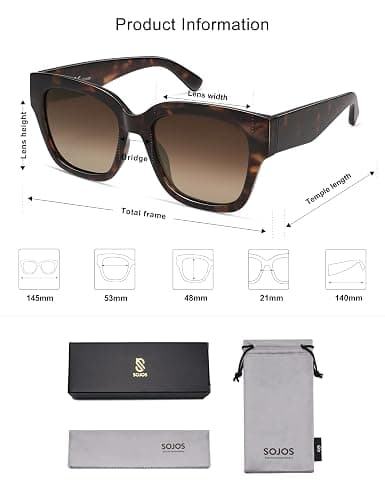 SOJOS Trendy Polarized Square Sunglasses Womens,Retro Oversized Women Thick Sun Glasses SJ2217 thumbnail 5