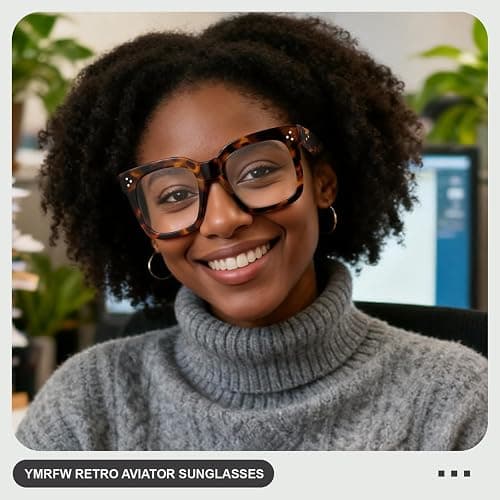 YMRFW Ovresized Blue Light Blocking Glasses for Women Men Square Computer TV Eyeglasses thumbnail 3