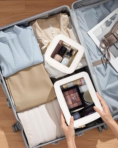 FFpaw Travel Clear Makeup Bag Set, TSA Approved Cosmetic Bag Case with Zipper Portable Makeup Pouch Toiletry Bag Women Traveling Cosmetic Organizer Storage Bag Car Organizer Car Essentials for Women thumbnail 7