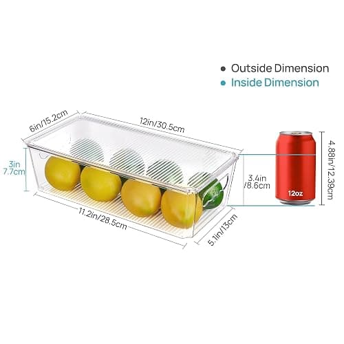 Vtopmart 4pcs Clear Organizers and Storage Bins with Lids, Stackable Plastic Storage Containers with Handles for Fridge, Freezer, Pantry, Cabinet, Kitchen Organization thumbnail 3