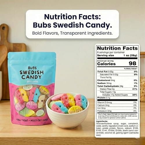 Bubs Swedish Candy 0,5 lb, Swedish Candy Bubs Mix, Skulls, Swedish Godis, Gummy Candy thumbnail 2