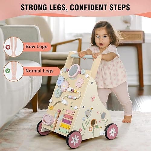 Pithfor Wooden Baby Walker, Baby Push Walker, Push Walker Toys for Babies Learning to Walk & Sit-to-Stand, with Montessori Sensory Toy & Activity Center for Girls Boys thumbnail 7