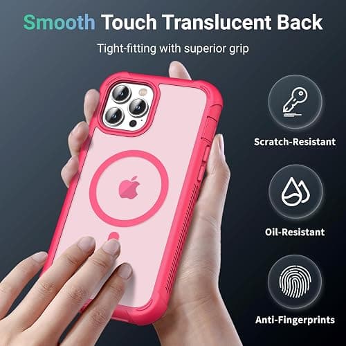 jaroco Magnetic for iPhone 12 Pro Max Case Heavy Duty Protection Rose | Compatible with MagSafe,Military Grade Drop Protection,Translucent Matte,Non-Slip,Shockproof 2-Layer Durable Bumper Case thumbnail 5