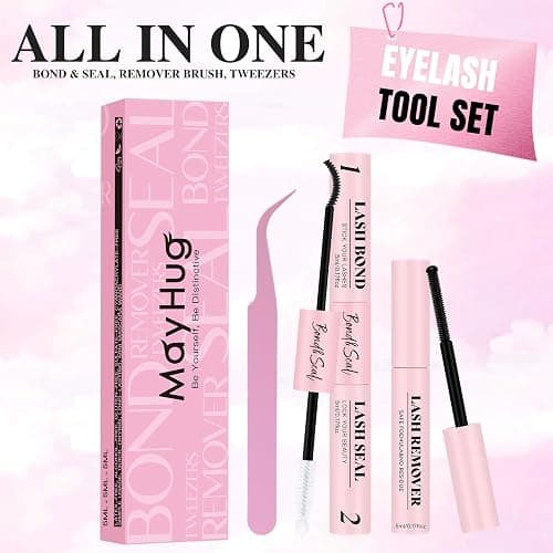 Mayhug Lash Cluster Glue Bond and Seal Kit with Lash Glue Remover and Tweezers Long-Lasting, Waterproof For DIY Eyelash Extension At Home Use Beginners Friendly Kit 4-in-1 thumbnail 5