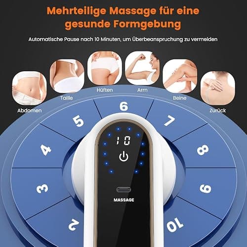 MIVONAXI Massaggiatore elettrico anti-cellulite a batteria con riscaldamento, 5 testine massaggianti, 6 livelli di intensità e 3 modalità di massaggio, modellazione del corpo, riduzione del grasso thumbnail 6