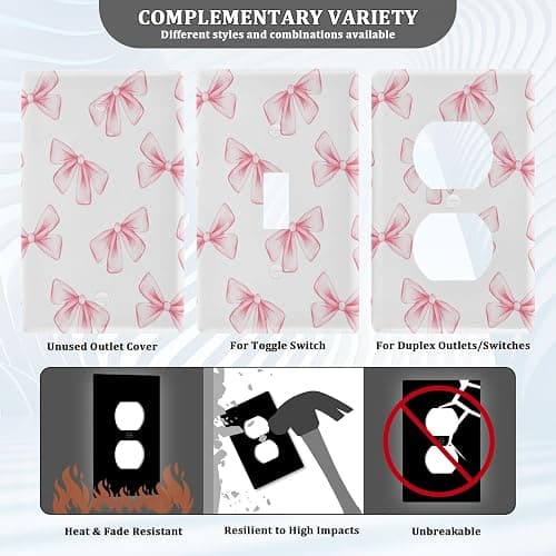Blueangle Toggle Light Switch Wall Plate Cover - Pink Ribbon Bow Light Switch Cover Decorative Outlet Cover Wall Plate, Size 1-Gang 4.53 x 2.76 Inch thumbnail 4