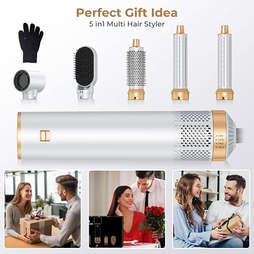 5 in 1 Blow Dryer Brush, Upgrade Hair Dryer Brush Set Negative Ion Air Styler Curling Wrap Air Curler, Hot Air Brush Curling Iron Hair Styling Tools As A Gift for Straight/Curl/Dry/Smooth thumbnail 6