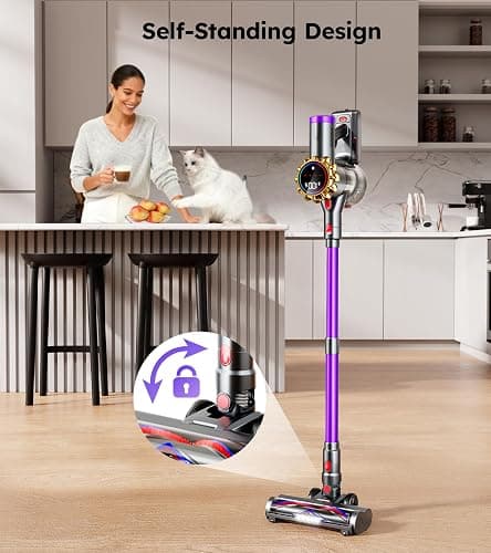 Cordless Vacuum Cleaner,Upgraded 550W 45KPA 60Mins Vacuum Cleaners for Home,Self-Standing Stick Vacuum with LED Display,8 in 1 Lightweight Anti-tangle Wireless Vacuum for Pet Hair Carpet Hard Floors thumbnail 5