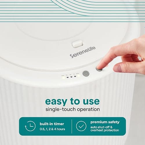 SereneLife Freestanding Towel Warmer Bucket – 18" Hot Towel Warmer with Legs for Bathroom & Spa, 12L Capacity, Built-In Timer, Aroma Discs & LED Indicator, Fits One Towel or Robe, Gray thumbnail 4