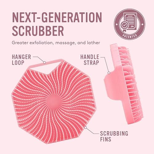 Sud Scrub® Antimicrobial Silicone Body Scrubber, Exfoliating Body Scrubber for Sensitive Skin, Eco Friendly Shower Scrubber for Body, Silicone Body Brush for Showering, Pink thumbnail 5