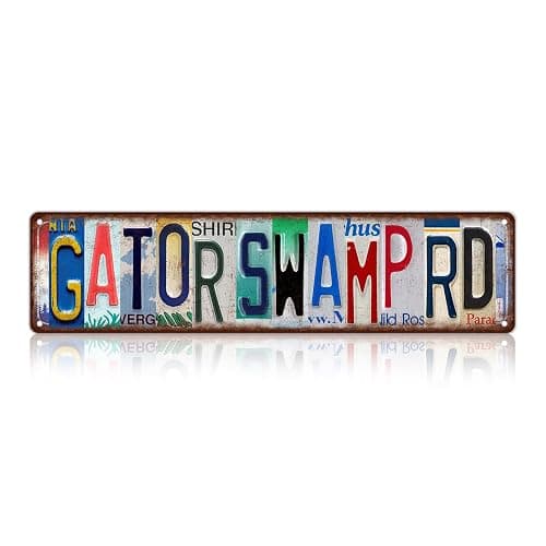 TREEPERI Vintage Gator Swamp Rd Street Sign Wall Decor Metal Tin Signs for Bar Home Bedroom Garage - Image 1