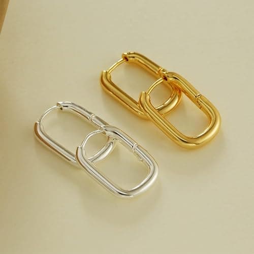 Amicon Chunky Gold Stud Earrings for Women 14k Gold Plated Hypoallergenic Earrings Statement Trendy Fashion Gold Jewelry Gifts thumbnail 6